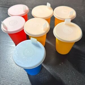 (7) Tupperware Bell Tumblers with Sipper Seals Primary Colors